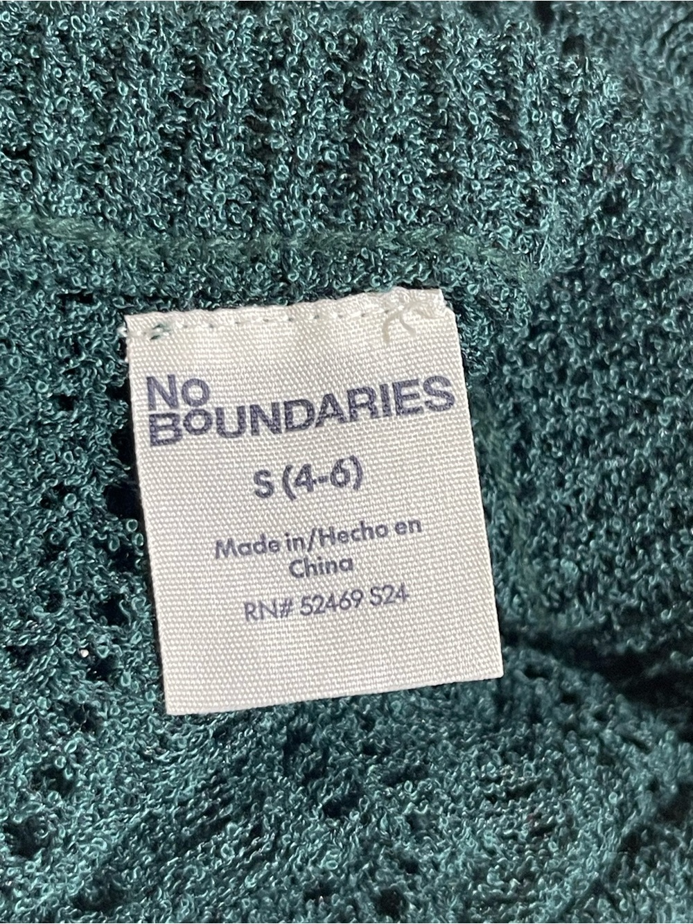 Dark Green Open-Knit Cropped Sweater With Extra Long Sleeves - Picture 5 of 6